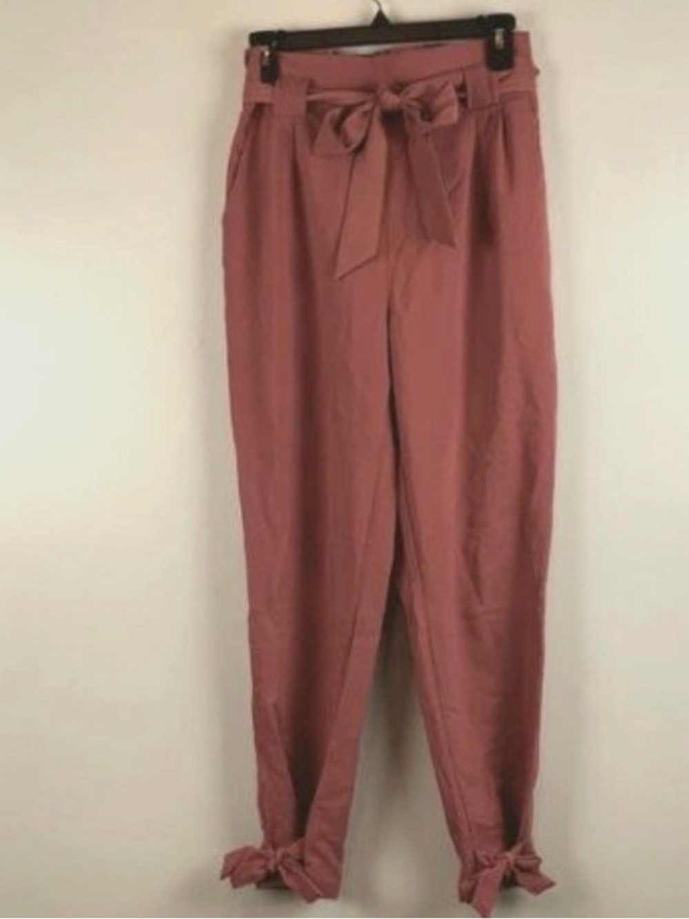 Grace Karin Women's Cropped Paper Bag Pants In Salmon Pink Size Medium